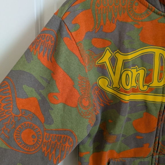 Von Dutch Orange and Green Camouflage Zip-Up XS - Picture 5 of 11